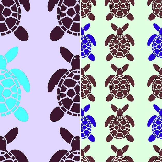 Turtle With Rounded Silhouette Simple Minimal Graphic Design Nature Pattern Vector Designs