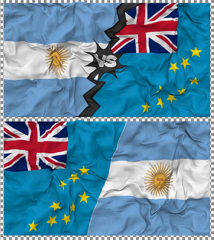 PSD tuvalu vs argentina meia bandeira combinada textura de tecido de bump renderização 3d