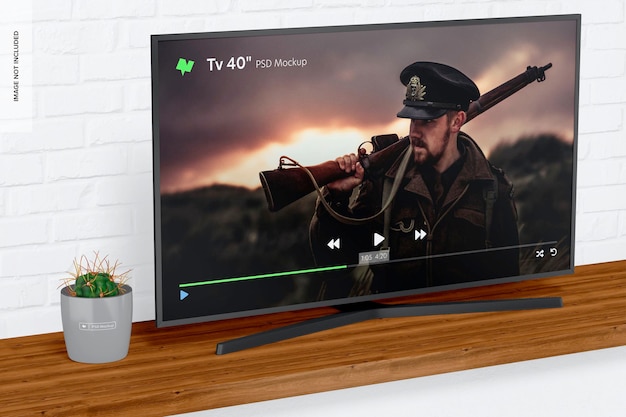 PSD tv 40 mockup, mit pflanze