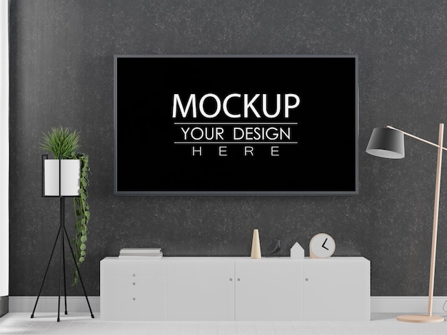 TV Frame Mockup interno nel soggiorno