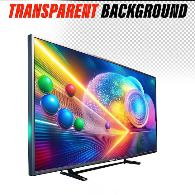 Tv inteligente 3d com fundo de tela a cores e ícone de reprodução tv moderna com led hd 4k 5k