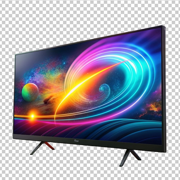 Tv inteligente 3d com fundo de tela a cores e ícone de reprodução tv moderna com led hd 4k 5k