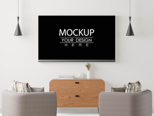 Tv na sala de estar mockup