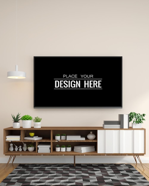 Tv nel mockup del soggiorno