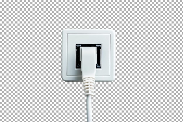 TV Power Cord Plugged into the Wall Ready for Entertainment with isolated on transparent background