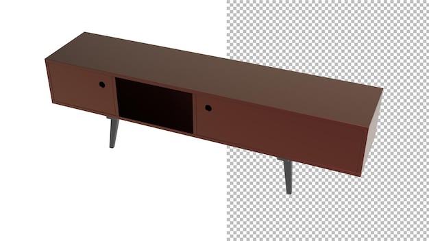 TV VINTAGE MEUBEL Draufsicht ohne Schatten 3D-Rendering