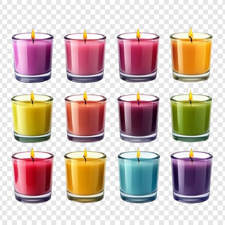 PSD twelve colorful candles burning brightly a festive array
