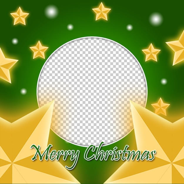 PSD twibbon feliz navidad con estrellas fondo verde claro