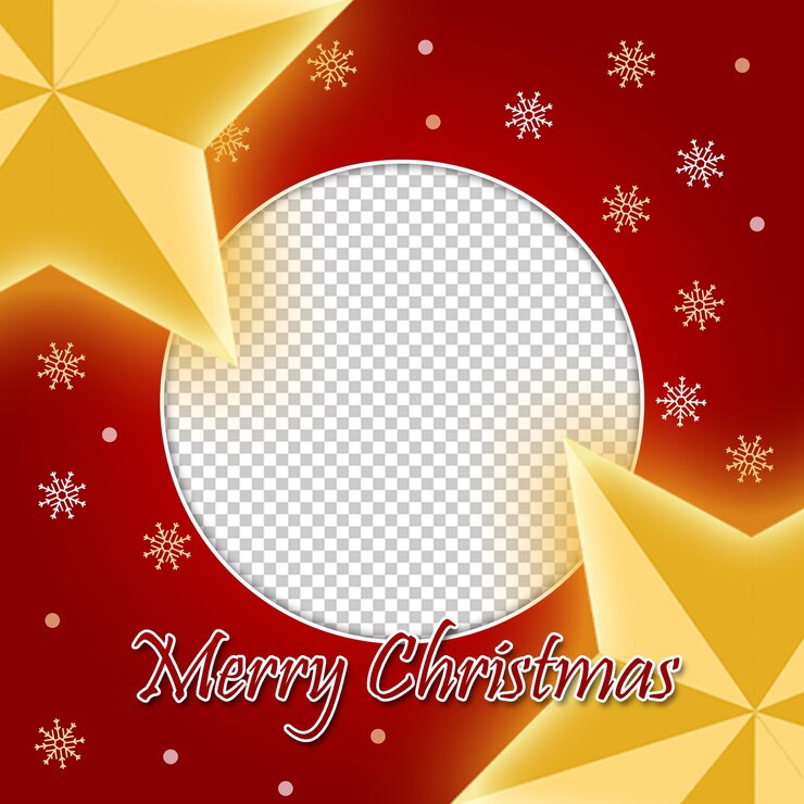 PSD twibbon joyeux noël avec neige hiver noël étoiles fond rouge clair