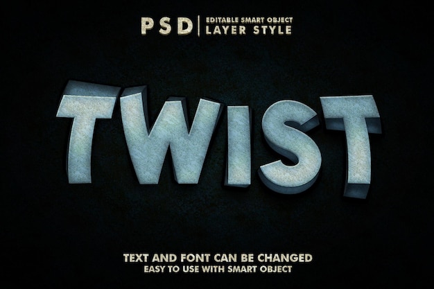 Twist efecto de texto 3d psd premium con objeto inteligente