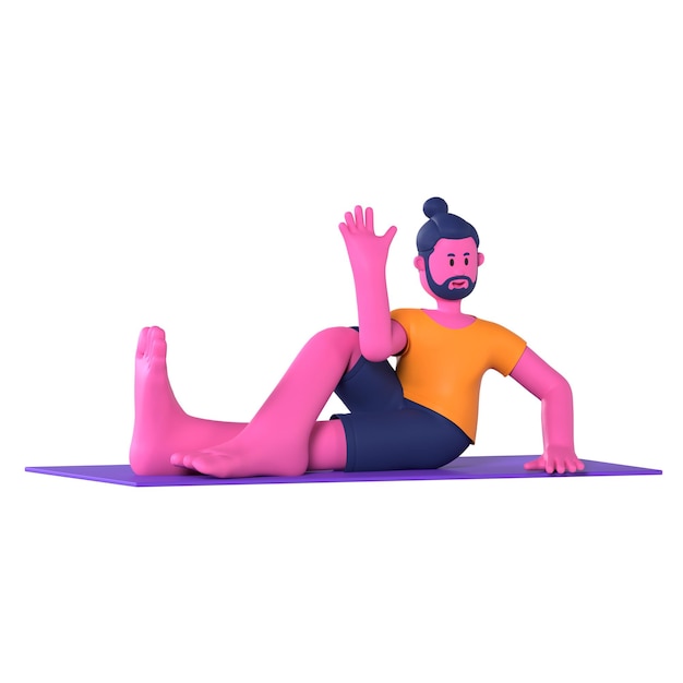 PSD twist espinal sentado ardha matsyendrasana yoga ejercicio de postura masculina