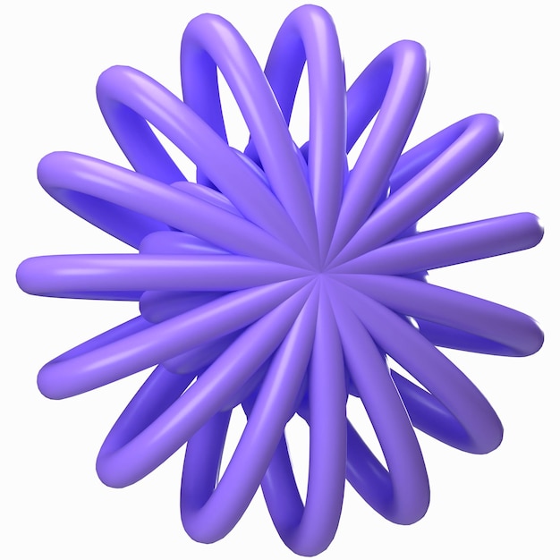 Twisted Spiral 3D Flower in Glossy Purple 3D Render