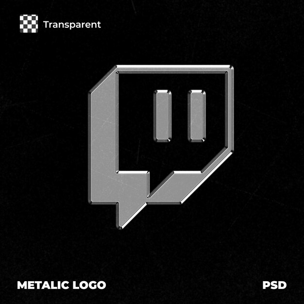 Twitch 3d logotipo metálico psd