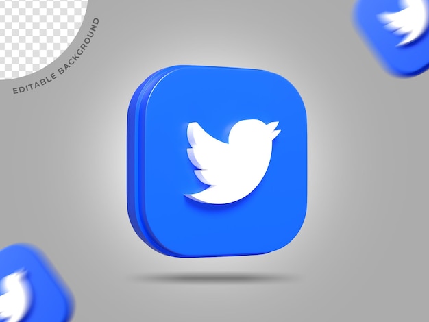 twitter 3d logo social media render background editable ic