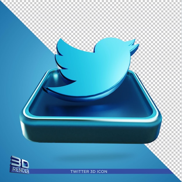 Twitter 3D Rendering icona isolata