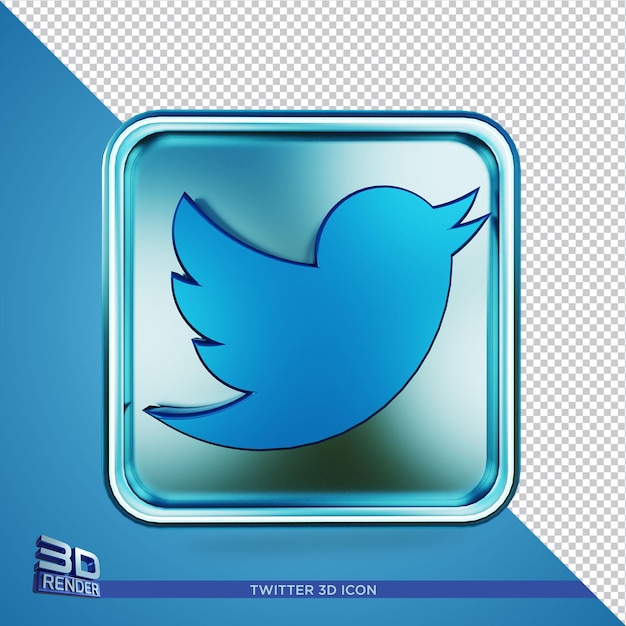 Twitter 3D-Rendering-Symbol isoliert