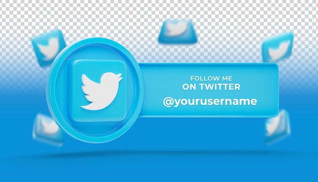 Twitter 3d renderizado banner de redes sociales
