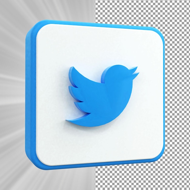 Twitter 3d Social Media-Symbol Bunt glänzend 3D-Symbol Konzept 3D-Rendering für Komposition