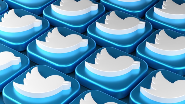 PSD twitter app 3d icon rendering isolato