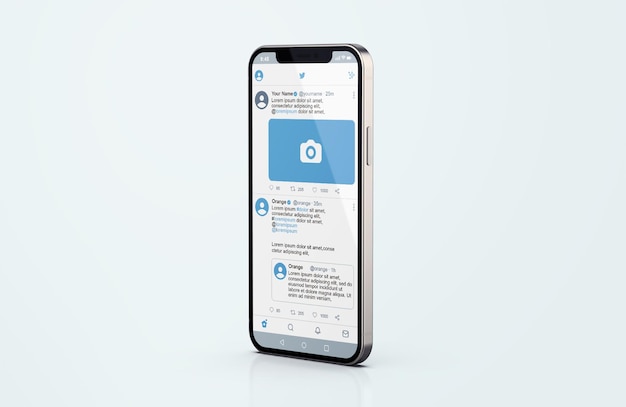 Twitter auf Silver Mobile Phone Mockup