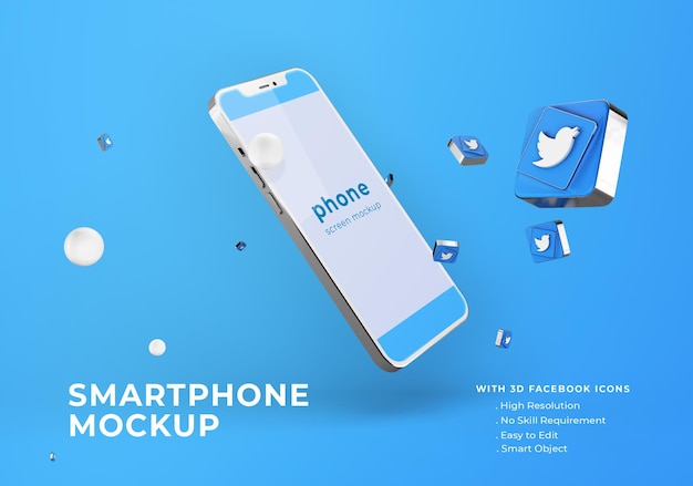 Twitter auf Silver Mobile Phone Mockup