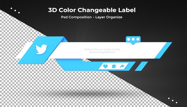 Twitter Connect Us sui social media inferiore terzo 3d design render icona badge