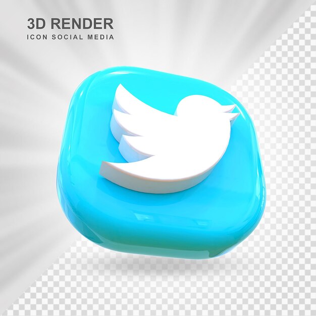 Twitter ícone de mídia social 3d