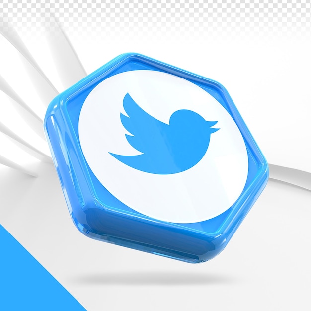 Twitter icône médias sociaux 3d