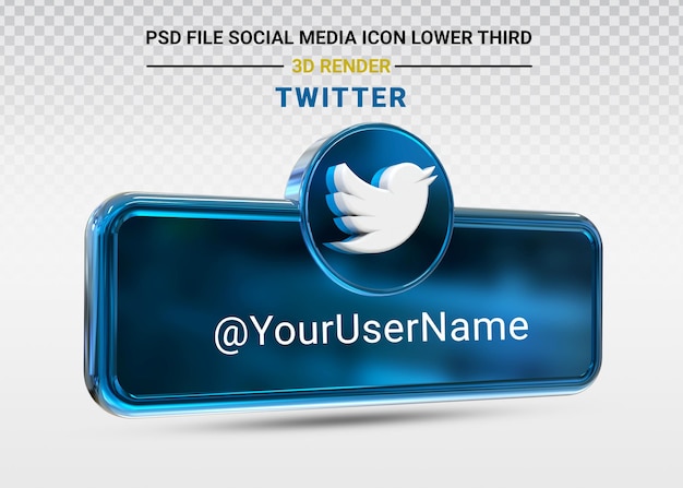 Twitter icono de redes sociales tercer banner inferior 3d render