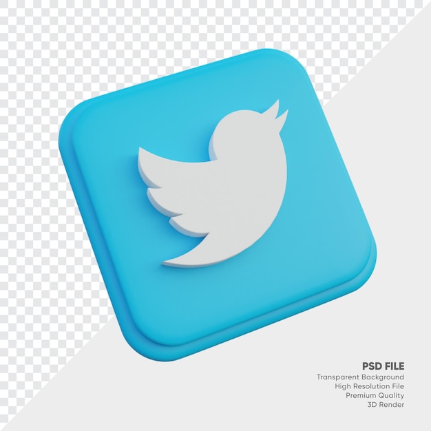 twitter isometric 3d style logo concept icon in round corner square isolated