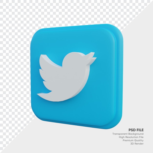 twitter isometric 3d style logo concept icon in round corner square isolated