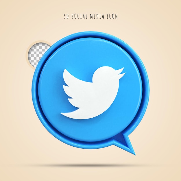 Twitter Logo 3d brillante colorido y diseño de iconos 3d de redes sociales