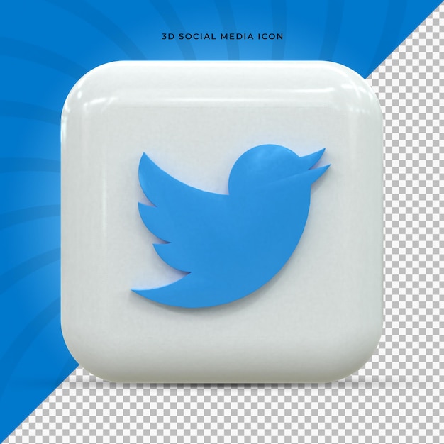 Twitter Logo 3d brillante colorido y diseño de iconos 3d de redes sociales
