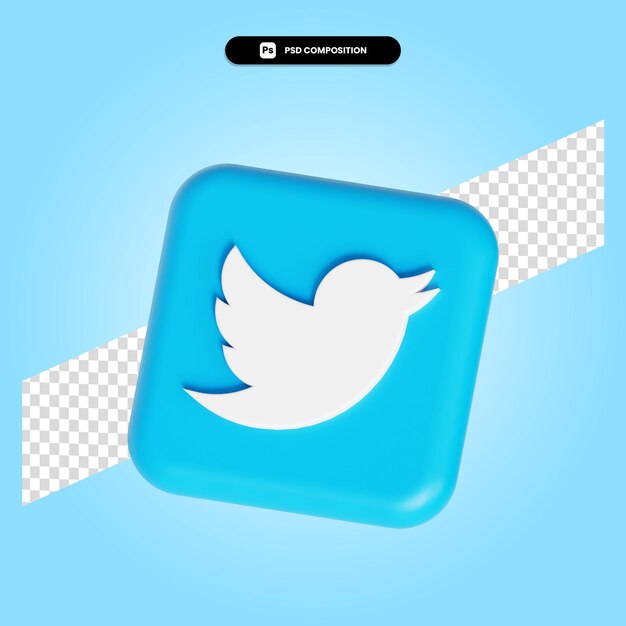 Twitter-logo-anwendung 3d-render-illustration isoliert