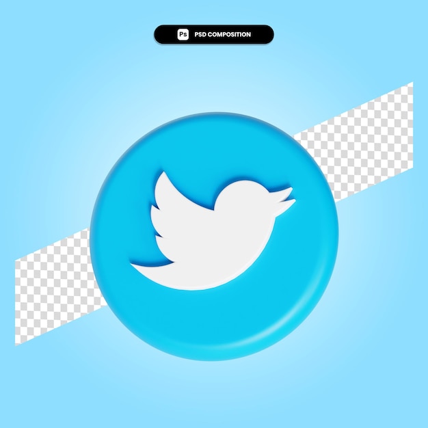 Twitter-logo-anwendung 3d-render-illustration isoliert