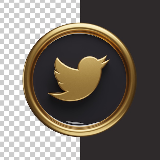 Twitter logo oro 3d