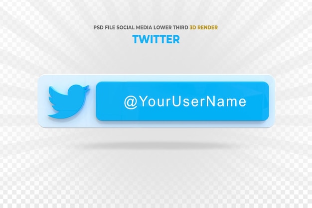 PSD twitter logos redes sociales tercio inferior 3d render