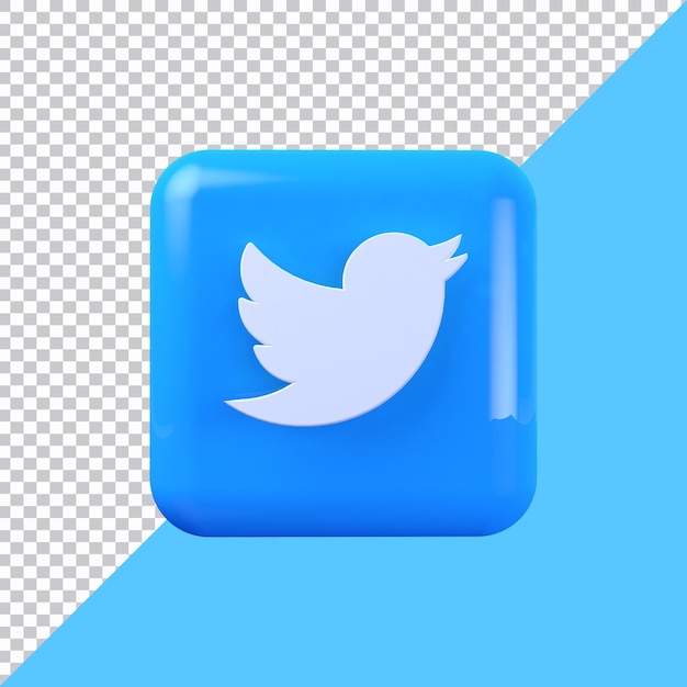 Twitter-quadrat 3d-symbol rendern