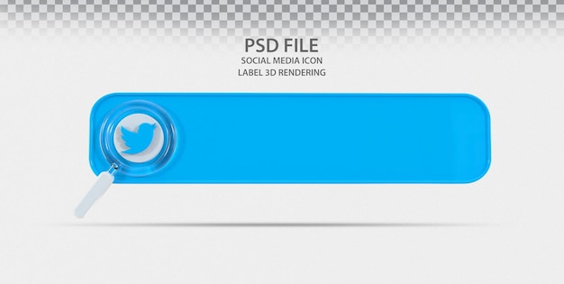 Twitter search com label renderização em 3d