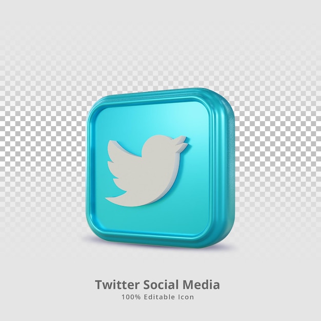 Twitter social media 3d-rendering-symbol