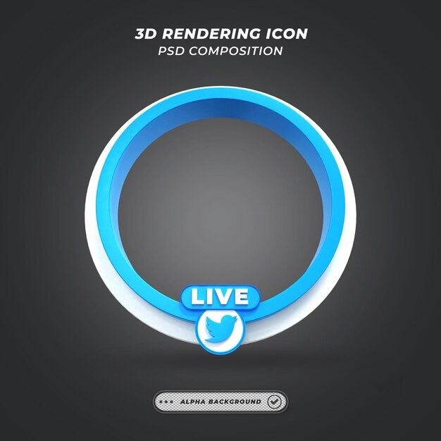 Twitter Social Media Live-Videostreaming Frame in 3D-Rendering