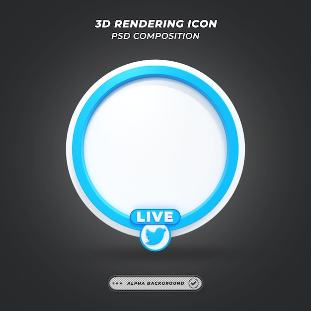 Twitter Social Media Live-Videostreaming Frame in 3D-Rendering