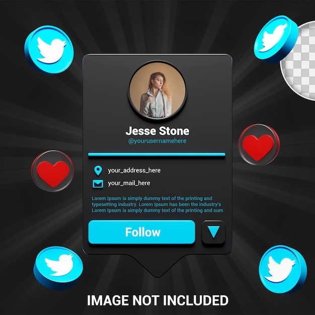 Twitter social-media-profil folgen mockup