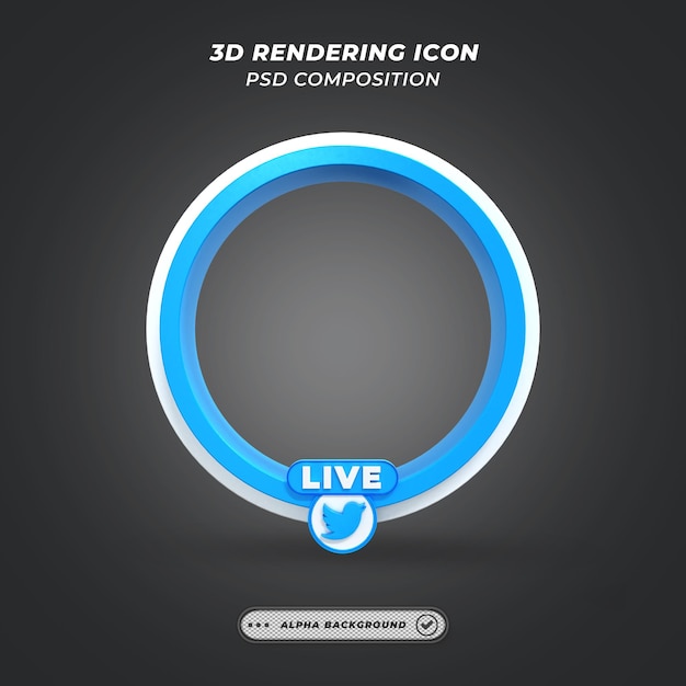 Twitter Social Media Streaming Vidéo En Direct Frame En Rendu 3d