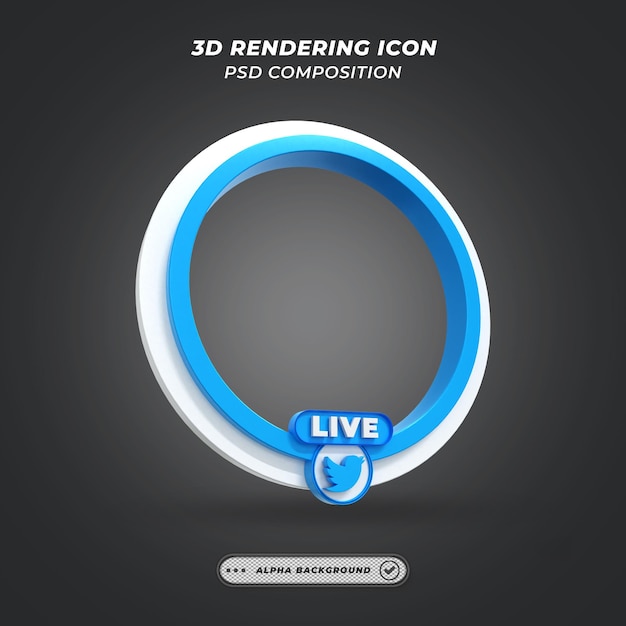 Twitter Social Media Streaming Vidéo En Direct Frame En Rendu 3d