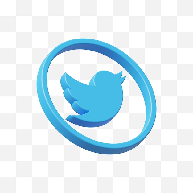Twitter-social-media-symbol 3d