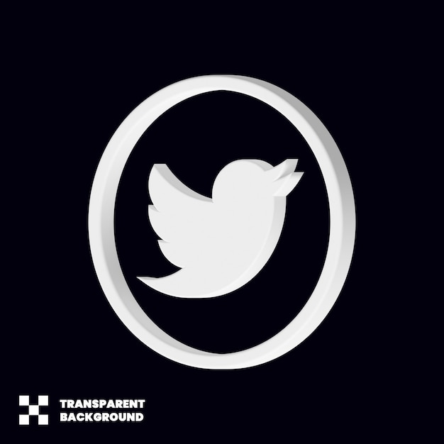 PSD twitter-social-media-symbol 3d