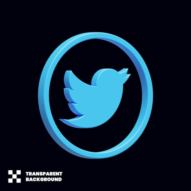 PSD twitter-social-media-symbol in 3d-rendering