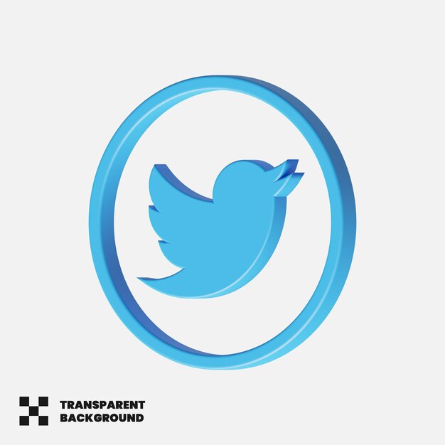 PSD twitter-social-media-symbol in 3d-rendering