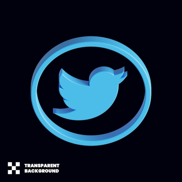 PSD twitter-social-media-symbol in 3d-rendering